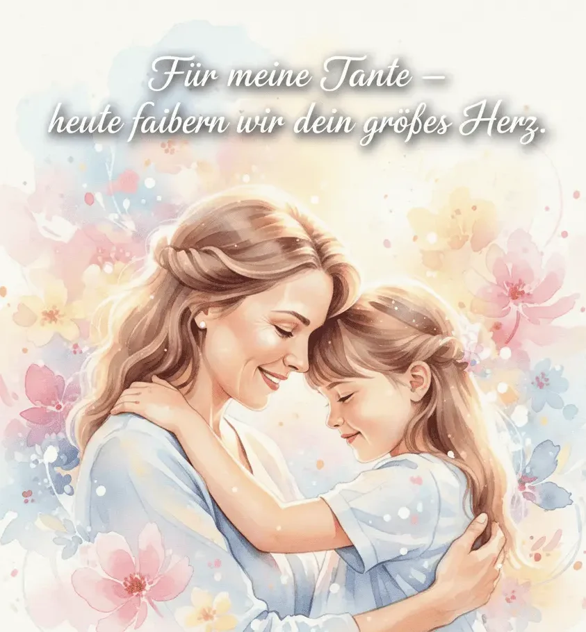 Künstlerisches Bild von Tante und jungem Mädchen mit sanftem Pastellhintergrund