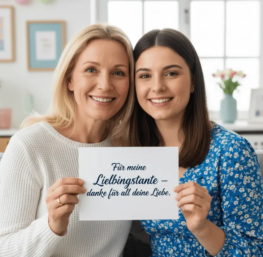 Lieblingstante sitzt fröhlich mit einem jungen Mädchen in einer liebevollen Umgebung