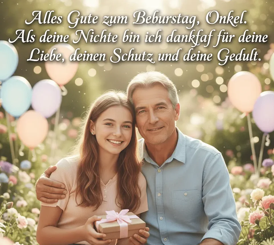 Glückliche Nichte überreicht ihrem Onkel ein Geburtstagsgeschenk in fröhlicher Atmosphäre