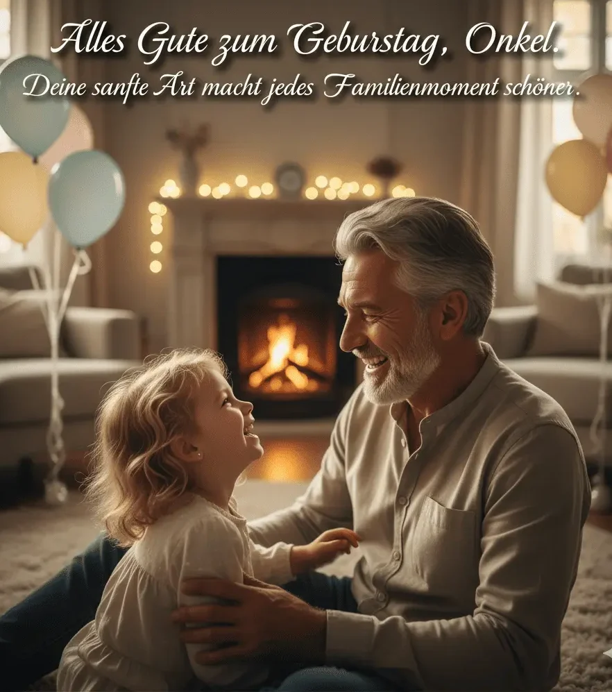 Lächelnder Onkel genießt einen süßen familiären Geburtstagsmoment mit Kindern