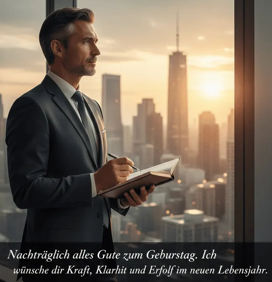 Respektvolle verspätete Geburtstagsgrüße für einen Mann mit Abendhimmel im Hintergrund