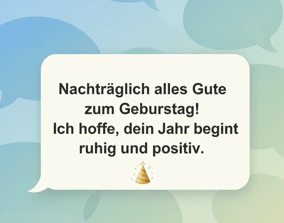 Lockere verspätete Geburtstagsnachricht auf einem Smartphone Chat Bildschirm